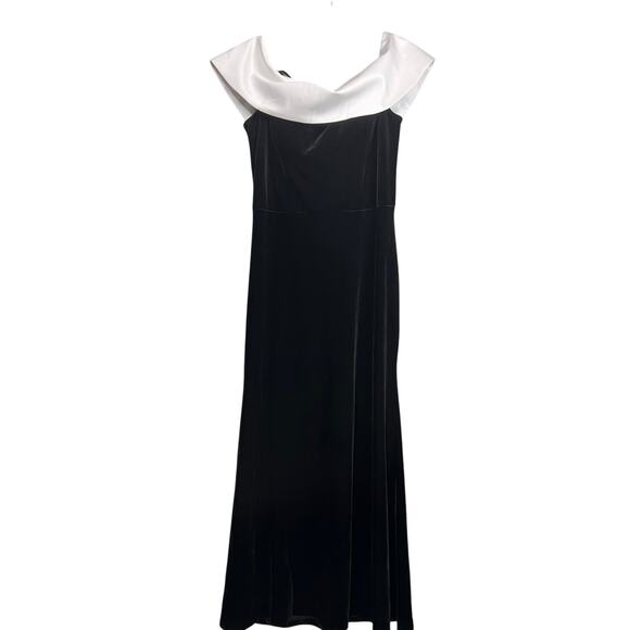 Betsy Adam Vtg 90s Black Satin Chiffon Maxi Dress sz 12 Formal Gown Black Fairy